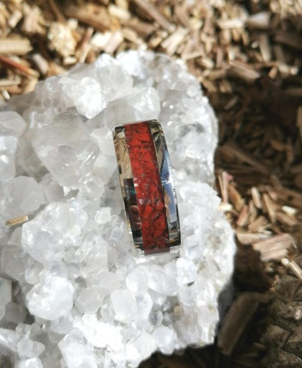 Bague  incrustation Jaspe Rouge