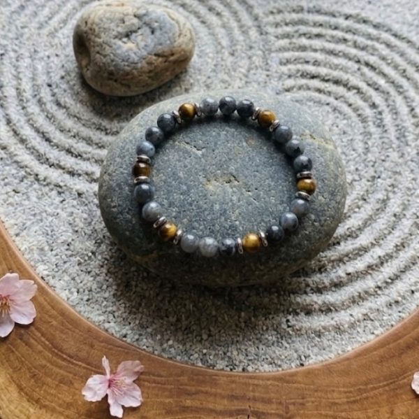 Bracelet Larvikite et Œil de Tigre 6mm