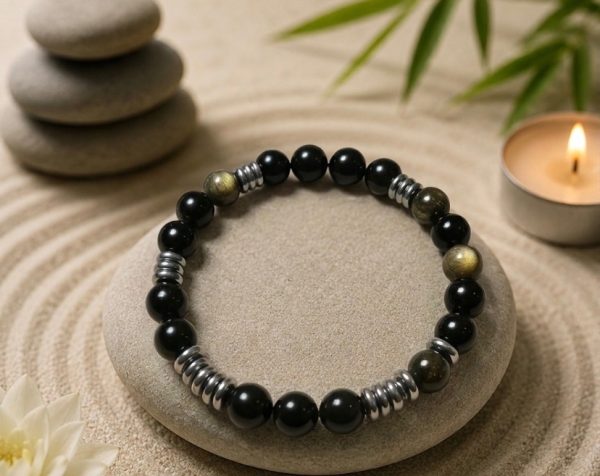 Screenshot Bracelet Obsidienne Dorée 8mm