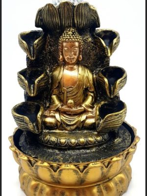 Fontaine Résine d'intérieur - Bouddha Méditation Double Cascade 30cm