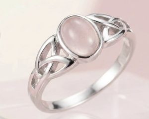 Bague argent quartz rose noeud